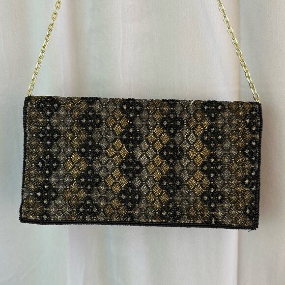 Vintage Black & Gold Walborg Hong Kong Beaded Purse - Picture 8 of 9
